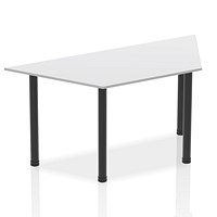 Impulse Trapezoidal Table, 1600mm, White, Black Post Leg