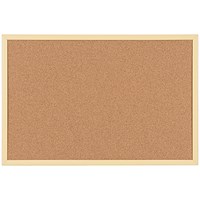 Bi-Office Pastel Cork Noticeboard, 600x400mm, Yellow Wooden Frame