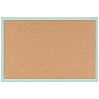 Bi-Office Pastel Cork Noticeboard, 600x400mm, Green Wooden Frame