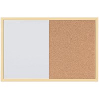 Bi-Office Pastel Cork and Magnetic Drywipe Combination Board, 600x400mm, Yellow Frame