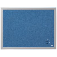 Bi-Office Blue Fabric Noticeboard, MDF Pearl Frame, 600x450mm, Blue