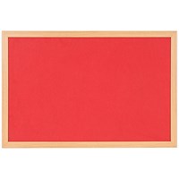 Bi-Office Earth Prime Felt Noticeboard, Oak MDF Frame, 1800x1200mm, Red