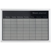 Bi-Office Magnetic Weekly Silver Finish Planner, Grey Frame, 600x400mm