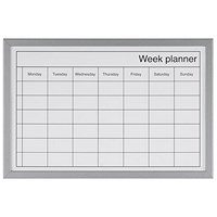 Bi-Office Magnetic Weekly Planner Whiteboard, Grey Frame, 600x400mm