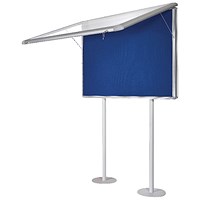 Bi-Office Mastervision Out Top Hinged Sunken Post Blue Felt Notice Board Display Case, 15xA4