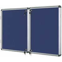 Bi-Office Enclore Top Hinged Lockable Door Fire Retardant Blue Felt Noticeboard Display Case, 40xA4, Aluminium Frame