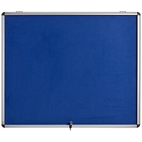 Bi-Office Enclore Top Hinged Lockable Door Fire Retardant Blue Felt Noticeboard Display Case, 6xA4, Aluminium Frame