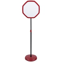 Bi-Office Octagonal Magnetic Drywipe Floor Sign, Red