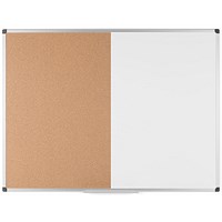 Bi-Office Maya Cork and Magnetic Drywipe Combination Board, 900x600mm, Aluminium Frame