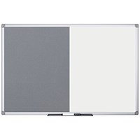 Bi-Office Maya Grey Felt and Drywipe Combination Board, 1200x900mm, Aluminium Frame