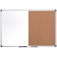 Bi-Office Maya Cork and Drywipe Combination Board, 800x600mm, Aluminium Frame