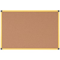 Bi-Office Industrial Ultrabrite Cork Board, 1800x900mm, Yellow Aluminium Frame