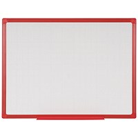 Bi-Office Maya Double Sided Non-Magnetic Gridded Whiteboard, Red Frame, 1800x1200mm