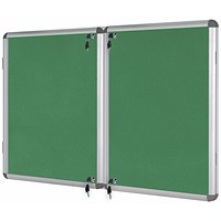 Bi-Office Enclore Green Felt Noticeboard Display Case, 40xA4, Aluminium Frame