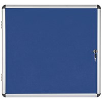 Bi-Office Enclore Blue Felt Notice Board Display Case, 6xA4, Aluminium Frame