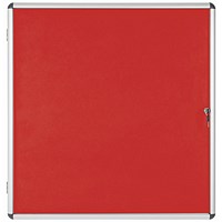 Bi-Office Enclore Red Felt Notice Board Display Case, 12xA4, Aluminium Frame