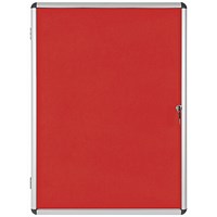 Bi-Office Enclore Red Felt Noticeboard Display Case, 9xA4, Aluminium Frame