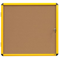 Bi-Office Ultrabrite Cork Board Display Case, 9xA4, Yellow Aluminium Frame