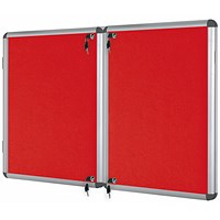 Bi-Office Enclore Red Felt Noticeboard Display Case, 40xA4, Aluminium Frame