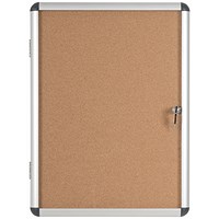 Bi-Office Earth Enclore Cork Board Display Case, 6xA4, Aluminium Frame