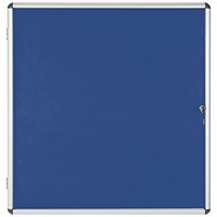 Bi-Office Enclore Blue Felt Notice Board Display Case, 12xA4, Aluminium Frame