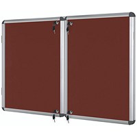 Bi-Office Enclore Burgundy Felt Noticeboard Display Case, 32xA4, Aluminium Frame