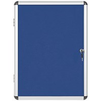 Bi-Office Enclore Blue Felt Notice Board Display Case, 4xA4, Aluminium Frame