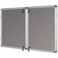 Bi-Office Enclore Grey Felt Noticeboard Display Case, 40xA4, Aluminium Frame