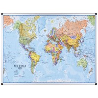 Bi-Office Maya Magnetic World Map Board, 1200x900mm