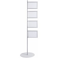 Bi-Office Floor Standing Aluminium Post Snap Display, A4, Pack of 4