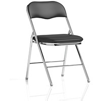 Sicily Folding Chair, Chrome Frame, Black, Pack of 4