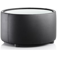 Neo Round Leather Coffee Table, 650mm Diameter, 380mm High, Black, With Glass Top