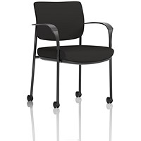 Brunswick Deluxe Visitors Chair, Black Frame, With Arms and Castors, Black