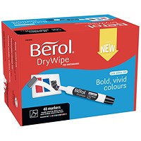 Berol Drywipe Marker, Chisel Tip, Assorted, Pack of 48 Berol Drywipe Marker, Chisel Tip, Assorted, Pack of 48