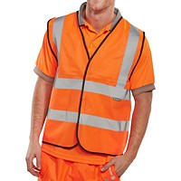 B-Safe High Visibility Waistcoat Vest, Orange, XL