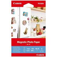 Canon MC-G01 4x6 inch Magentic Photo Paper, 5 Sheets, White