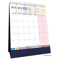 Collins Brighton Month To View 2025 Desk Calendar, 175x220mm