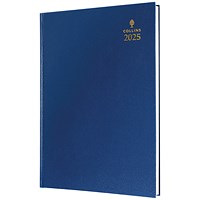 Collins A4 Desk Diary, Day Per Page, Blue, 2025