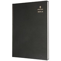 Collins A4 Academic Diary, Day Per Page, Black, 2024-2025