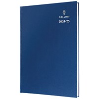 Collins A4 Academic Diary, Day Per Page, Blue, 2024-2025