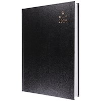 Collins A4 Desk Diary, 2 Pages Per Day, Black, 2025