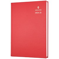 Collins A5 Academic Diary, Day Per Page, Red, 2024-2025