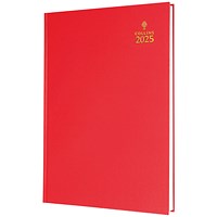 Collins A5 Desk Diary, Day Per Page, Red, 2025