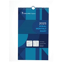 Collins Spiral Monthly 2025 Diary, 305x178mm