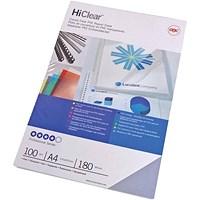 GBC HiClear Binding Covers, 150 Micron, A4, Clear, Pack of 100