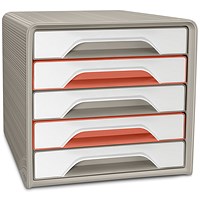 CEP Terra Nova Smoove 5 Drawer Set, Grey & Assorted Coloured Drawers