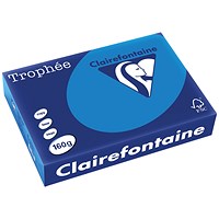 Clairfontaine Trophee A4 Coloured Card, Intensive Blue, 160gsm, Ream (250 Sheets) Clairfontaine Trophee A4 Coloured Card, Intensive Blue, 160gsm, Ream (250 Sheets)