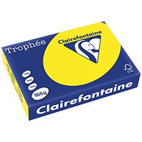 Clairfontaine Trophee A4 Coloured Card, Intensive Yellow, 160gsm, Ream (250 Sheets) Clairfontaine Trophee A4 Coloured Card, Intensive Yellow, 160gsm, Ream (250 Sheets)