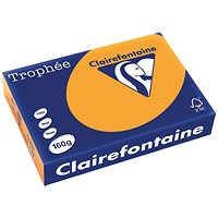 Clairfontaine Trophee A4 Coloured Card, Orange, 160gsm, Ream (250 Sheets) Clairfontaine Trophee A4 Coloured Card, Orange, 160gsm, Ream (250 Sheets)