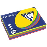 Clairfontaine Trophee A4 Coloured Card, Intensive Assorted Colours, 160gsm, Ream (250 Sheets) Clairfontaine Trophee A4 Coloured Card, Intensive Assorted Colours, 160gsm, Ream (250 Sheets)